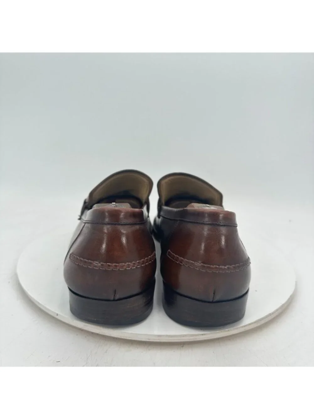 Salvatore Ferragamo Men Size 12 Brown Leather Buckle Pull On Loafer Shoes